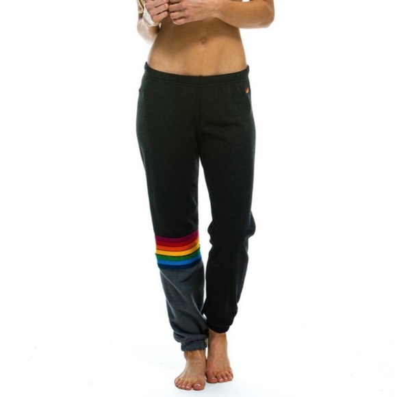 Aviator Nation Pants - Aviator Nation rainbow stitch sweatpants
